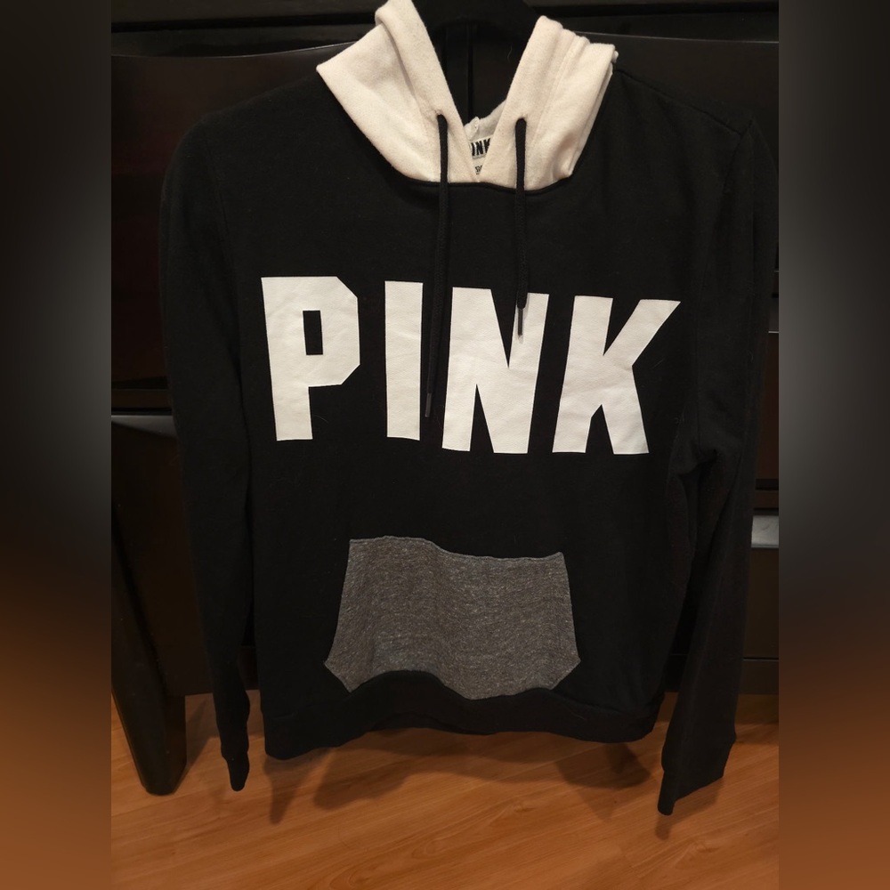 Black and White PINK Colorblock Hoodie
